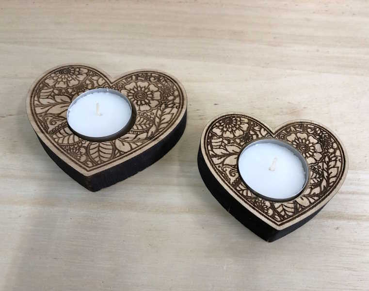 Porta velas Corazón Flores